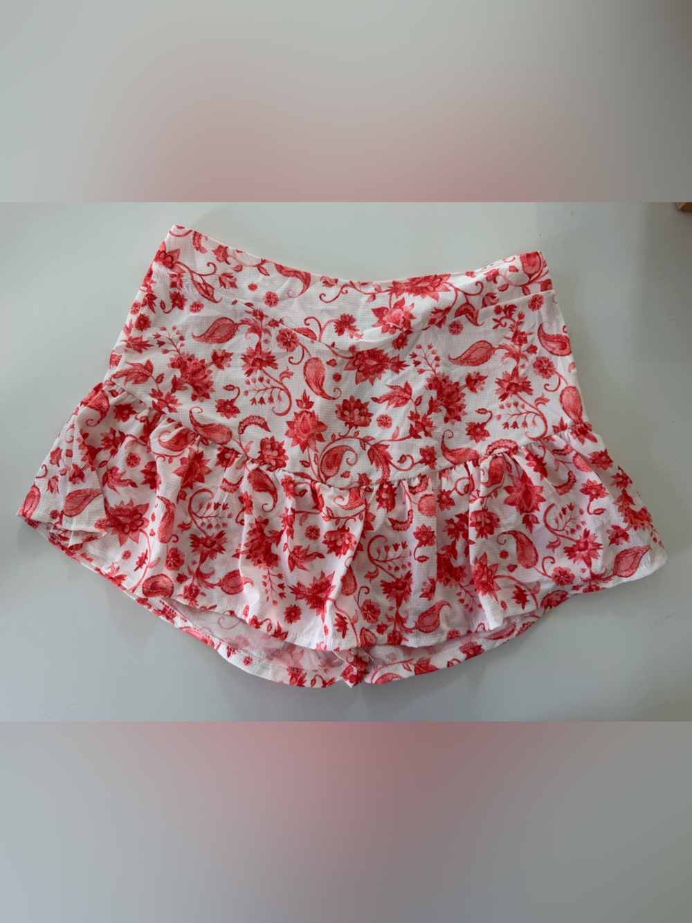 Boohoo Floral Coral and White Skort